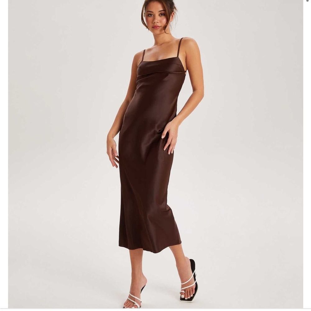 Micas Brown Satin Dress